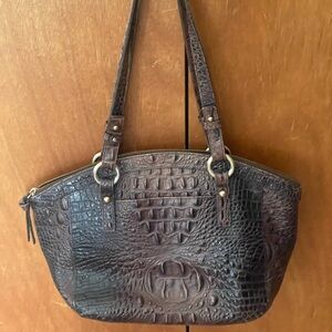 Brahmin Dark Brown Croc-Embossed Shoulder Bag